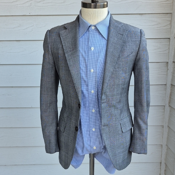 Suitsupply Other - SUITSUPPLY Lazio Grey Modest Plaid S110s Wool Mens Sz‎ 36 S Slim Cut Sport Coat